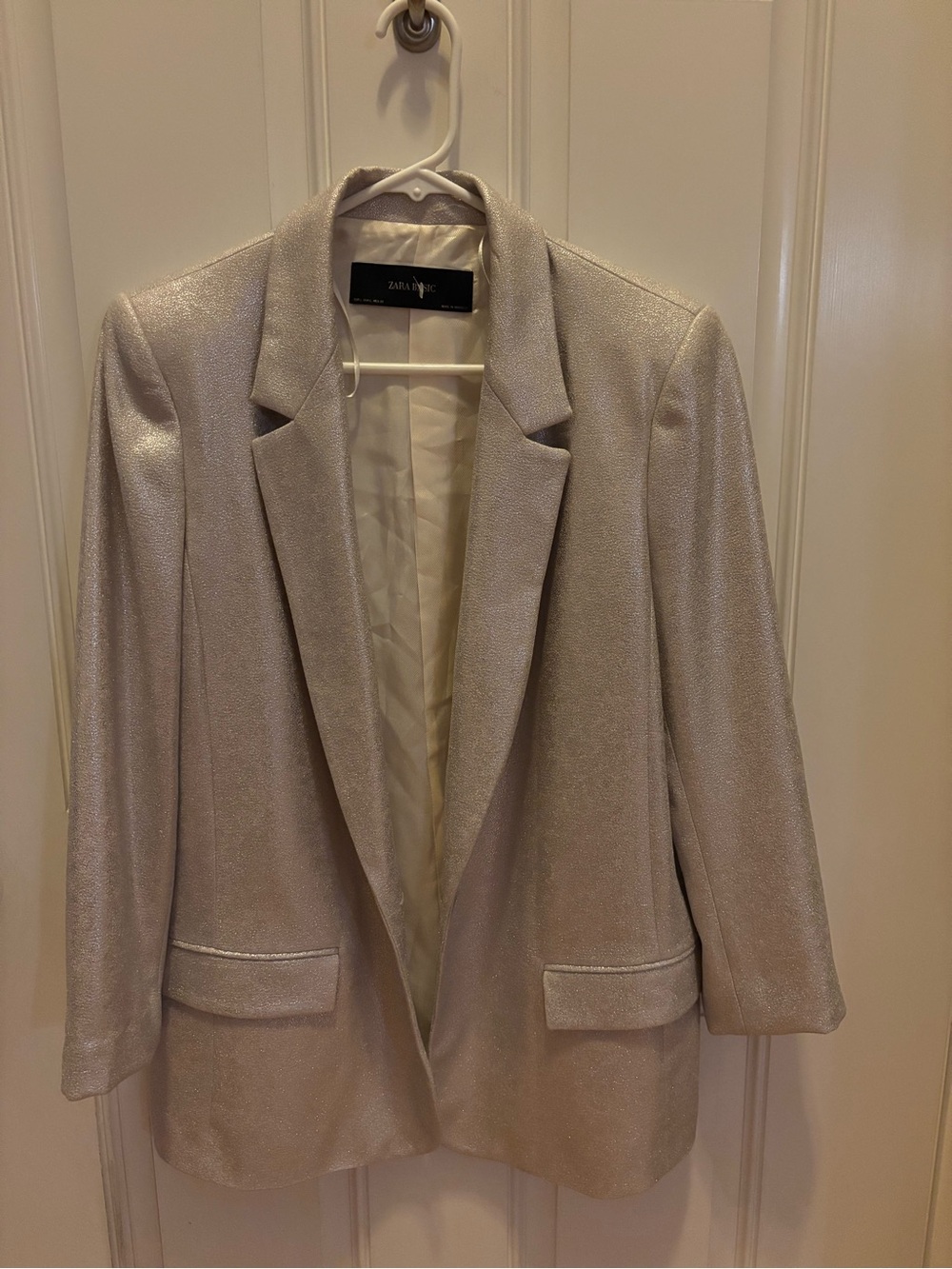 Zara Shimmery Cream Blazer Jacket